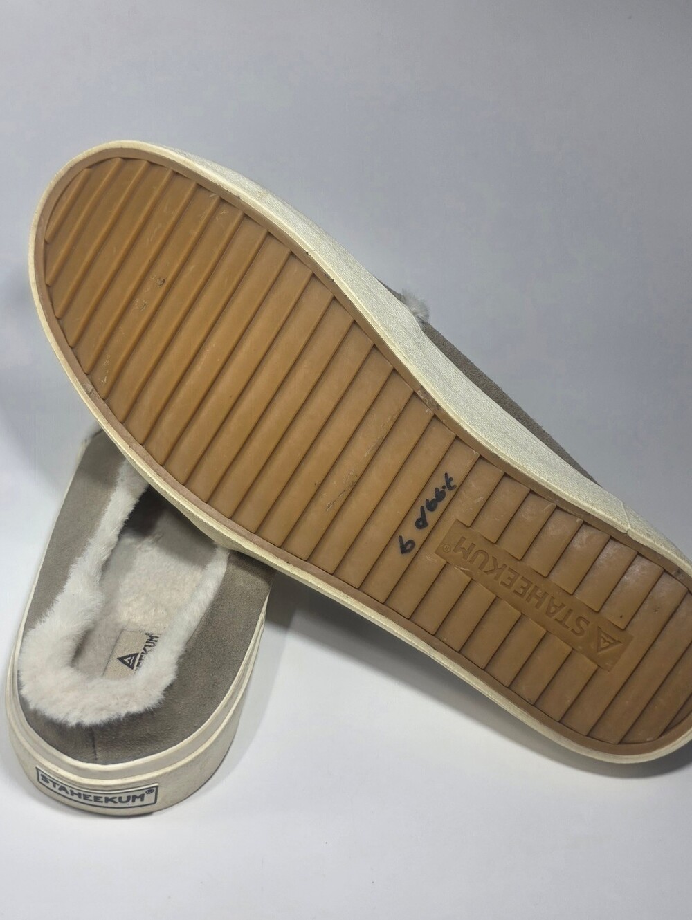 STAHEEKUM Women's Faux Fur Lined Slip-On Slippers Gray Size 9 Casual Comfort - Picture 4 of 4